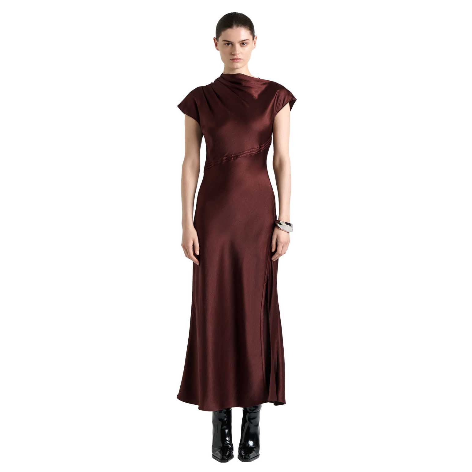 Cue Satin Bind Detail Midi Dress
